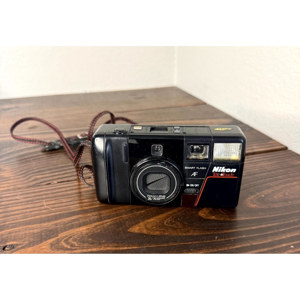 Vtg Nikon Tele Touch AF Black 35/70mm Macro Lens 35mm Film Camera Point Shoot